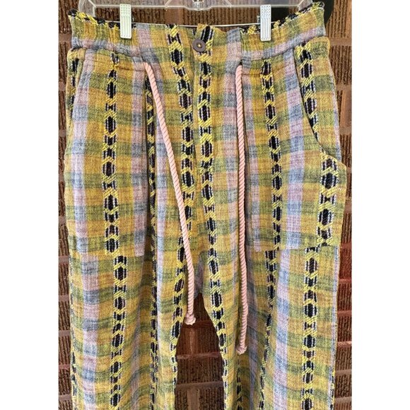 Free People Womens Small Desert Heat Harem Pants Knit Yellow Combo Southwestern - Picture 5 of 15